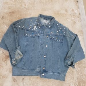 Vintage denim jacket with faux diamond/ jewels